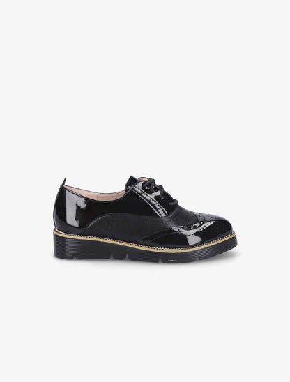 Derbies façon brogues vernies - Noir - 1
