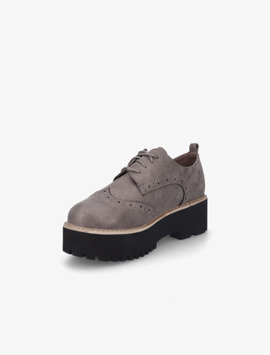Derbies suédine compensées - gris - 3
