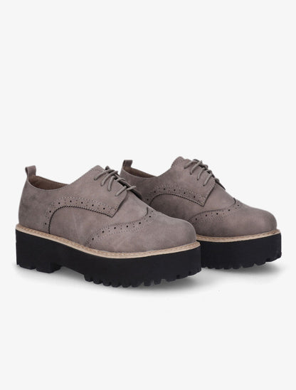 Derbies suédine compensées - gris - 2
