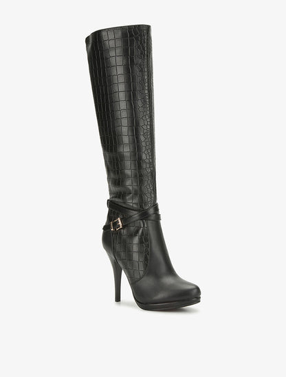 Bottes talons aiguilles croco - noir - 2
