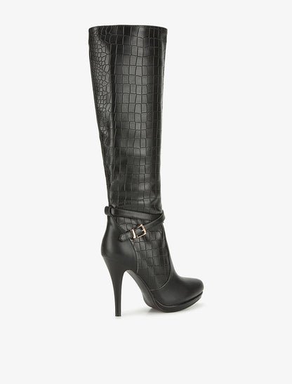 Bottes talons aiguilles croco - noir - 4