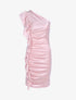 Robe épaule nue et côté volanté - Rose - 1