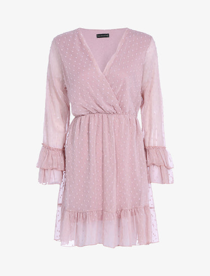 Robe fluide mouchetée - Rose - 1