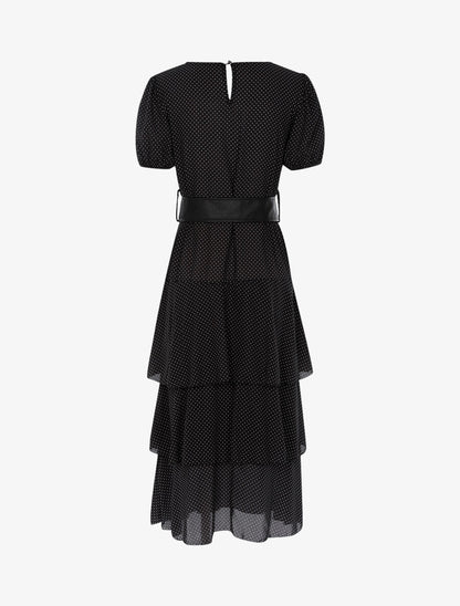 Robe à pois et volants - Noir - 2
