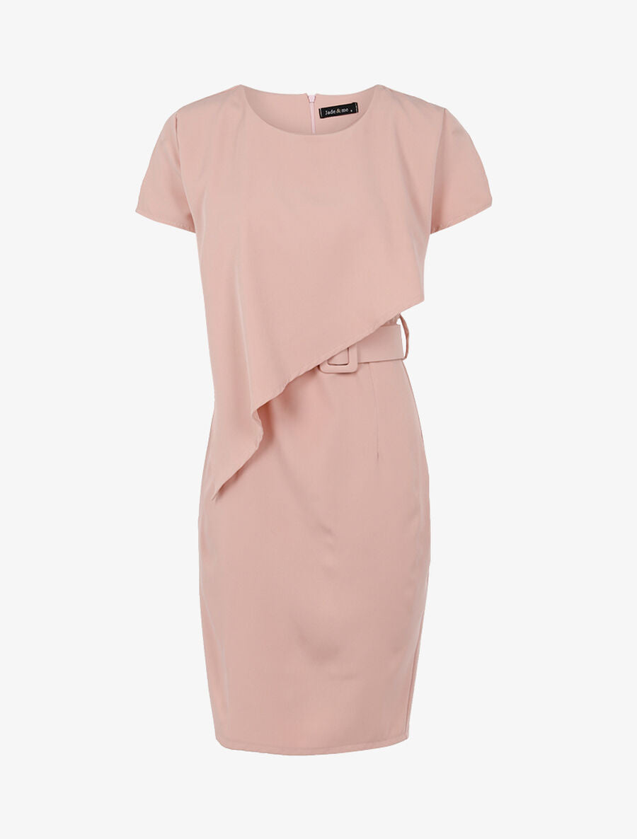 Robe cintrée à pan biseauté - Rose - 1