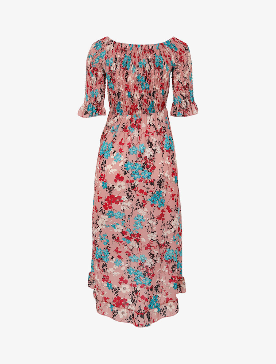 Robe portefeuille à basque asymétrique - Rose - 2