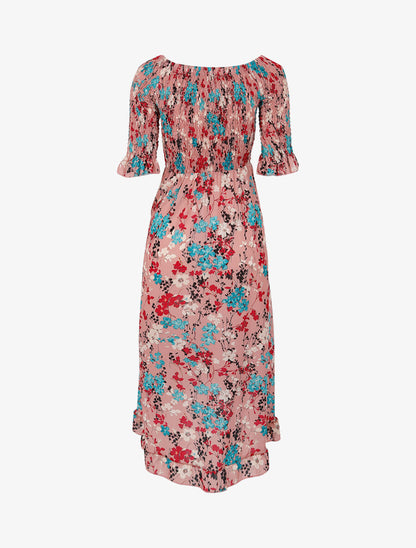 Robe portefeuille à basque asymétrique - Rose - 2