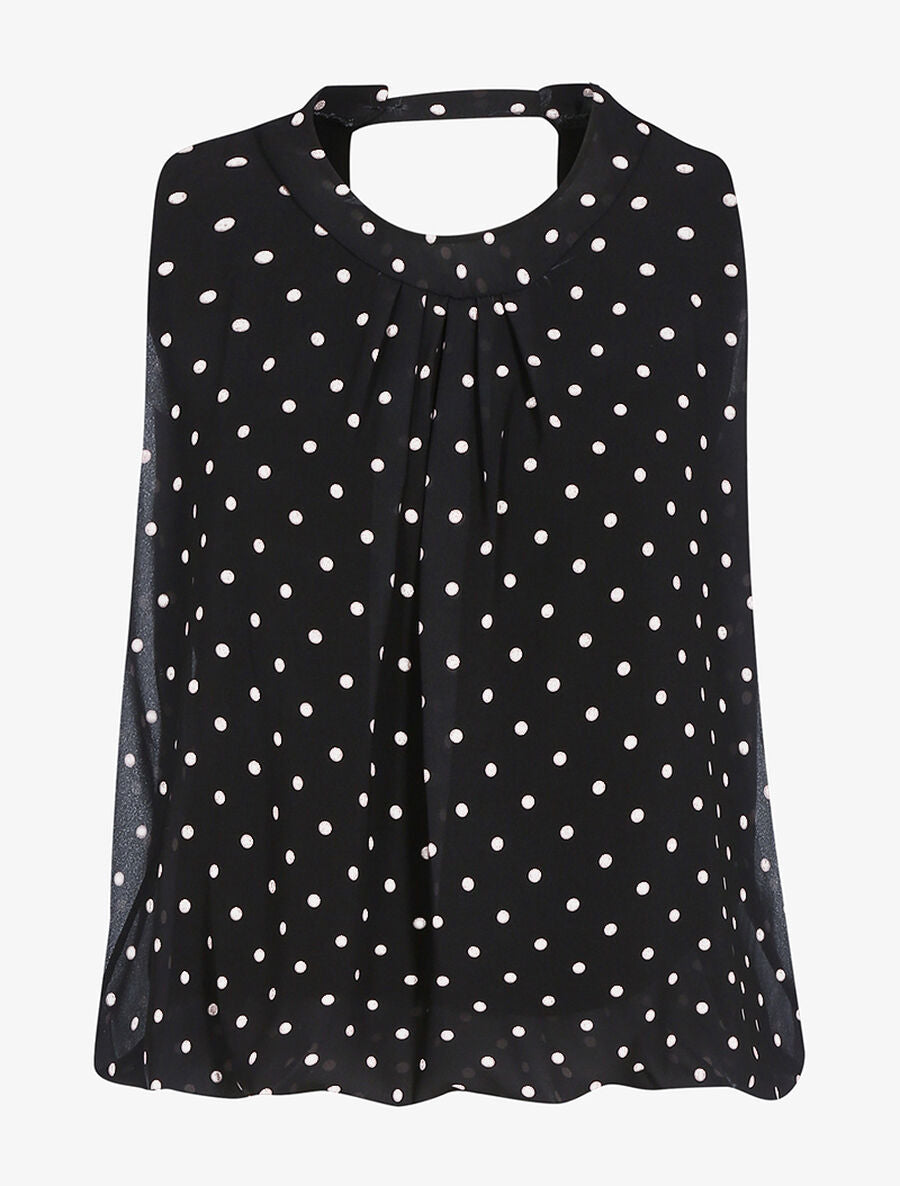 Top à imprimé pois - Noir/blanc - 1