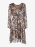 Robe cache-coeur fluide imprimé - Taupe - 1