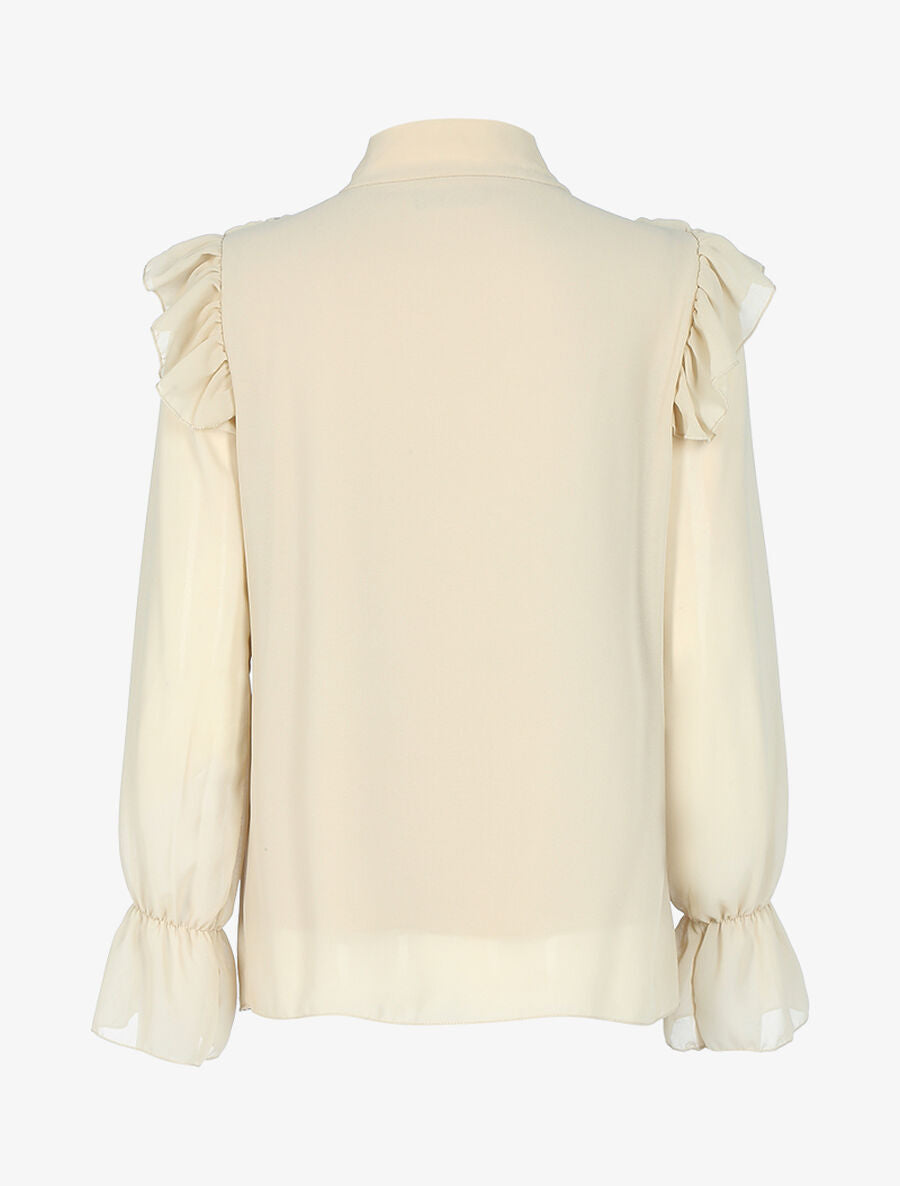 Blouse à détails volantés - Beige - 2