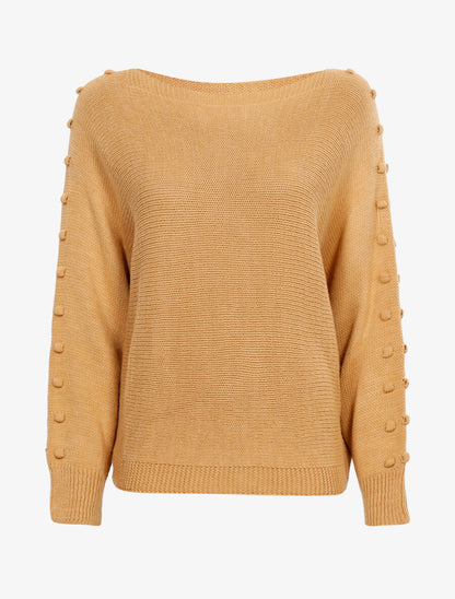 Pull dolman à boutons en relief - Beige foncé - 1