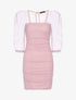 Robe fourreau en tulle à pois - Rose - 1
