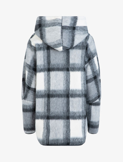 Manteau imprimé tartan à capuche - Gris foncé - 2