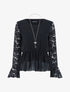 Blouse cintrée à manches dentelle - Noir - 1