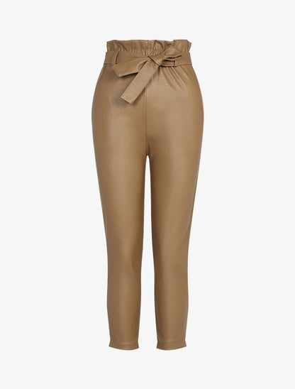 Pantalon 7/8 en simili - Camel - 1
