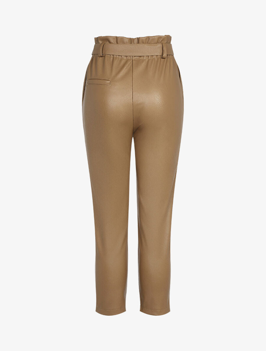 Pantalon 7/8 en simili - Camel - 2