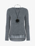Pull irisé à bords en voile asymétrique - Gris foncé - 1