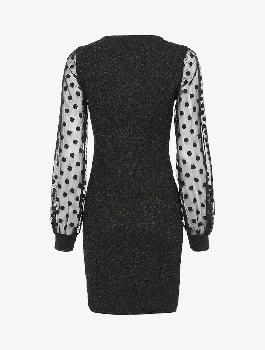 Robe irisée à manches ajourées - Noir - 2