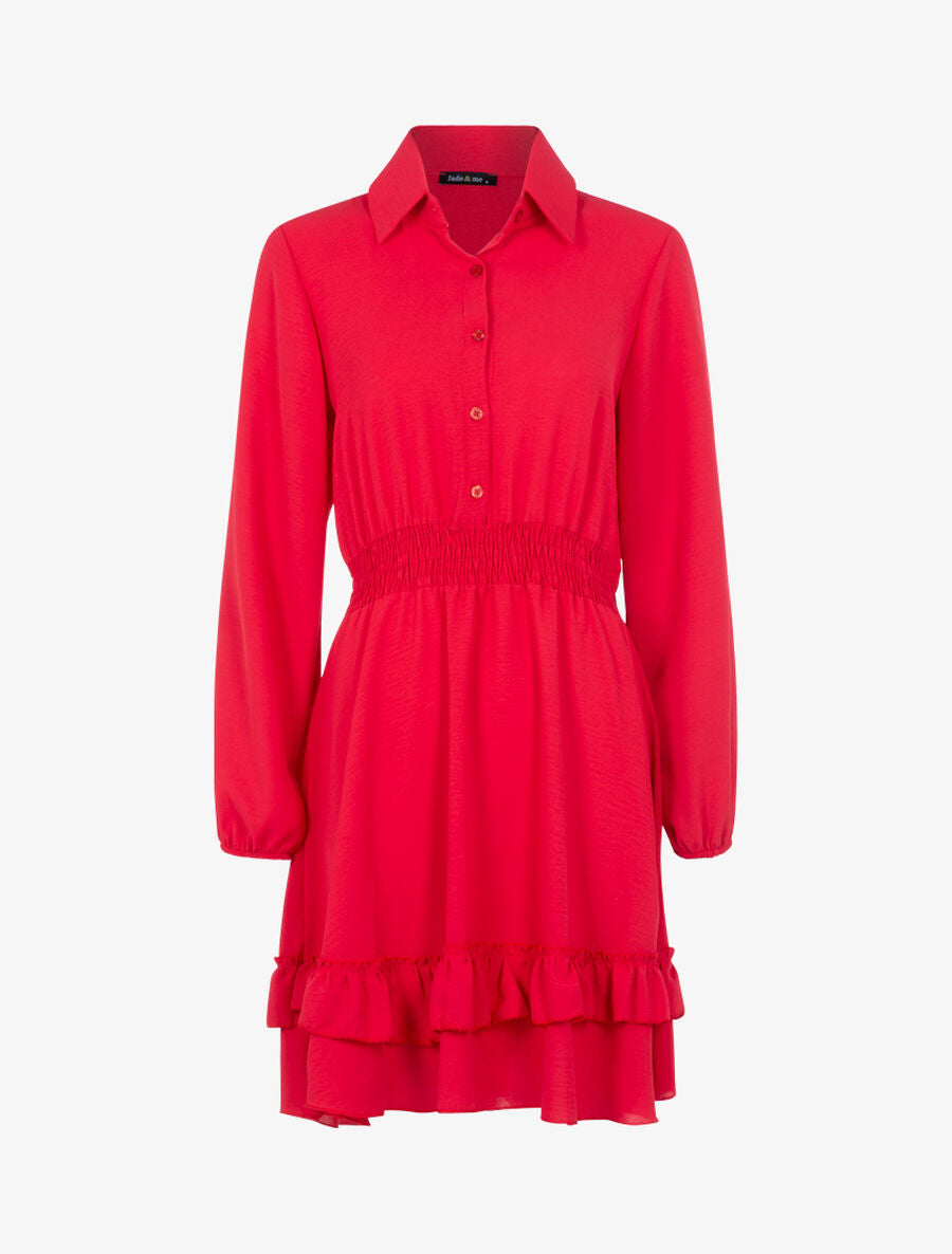 Robe patineuse à bord volanté - Rouge - 1