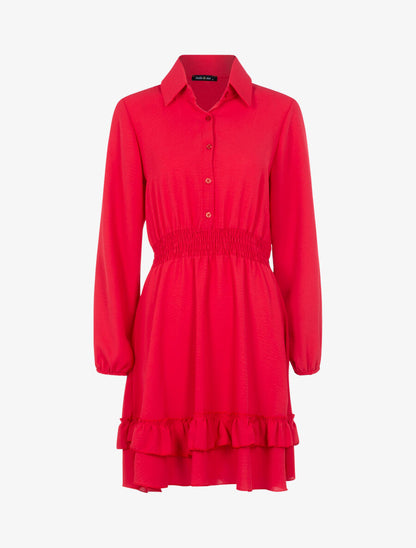 Robe patineuse à bord volanté - Rouge - 1