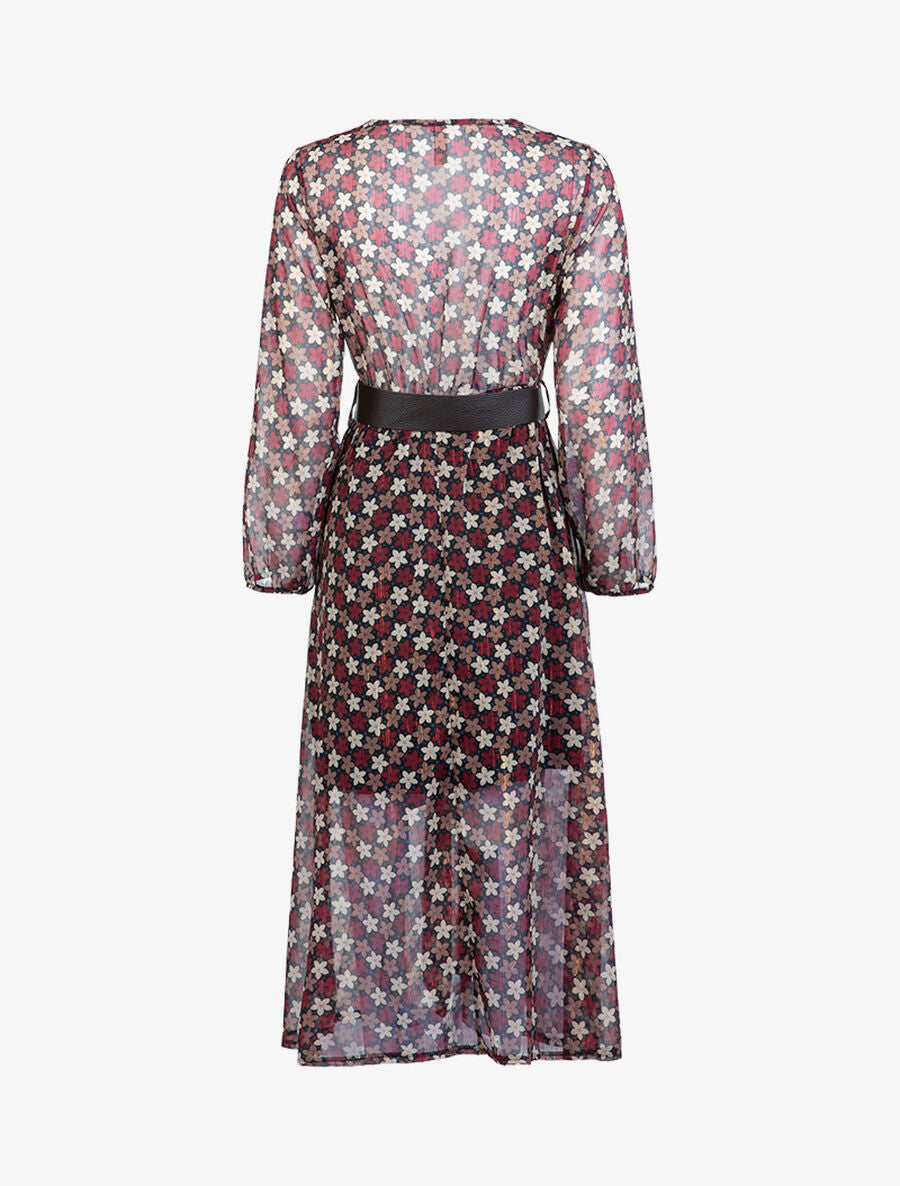 Robe longue à imprimé fleuri - Bordeaux - 2