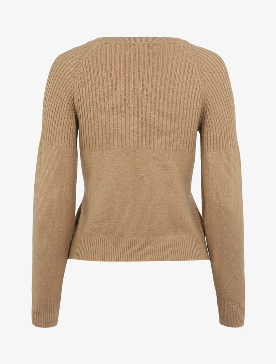 Pull court en maille douce - Camel - 2
