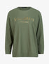 Pull en maille douce floquée - Vert olive - 1