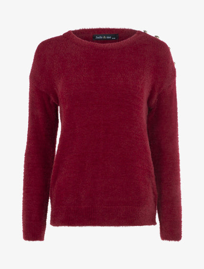 Pull uni en pilou - Bordeaux - 1
