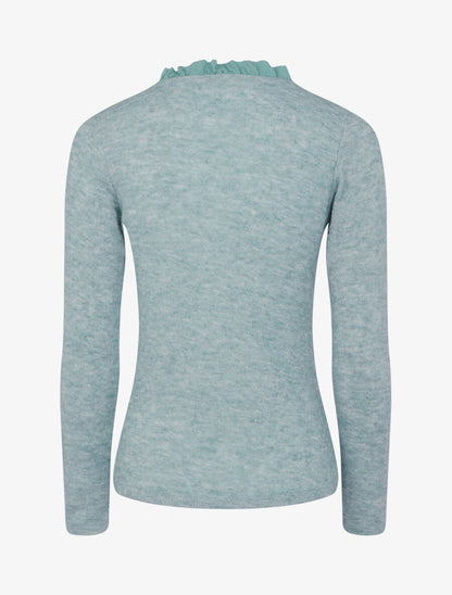 Pull à encolure volantée - Vert menthe - 2
