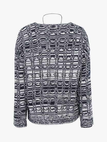 Pull droit en grosse maille moulinée - Bleu nuit - 2