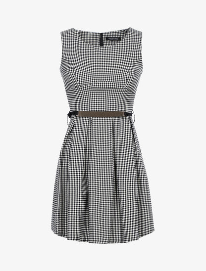 Robe patineuse à carreaux - Noir - 1