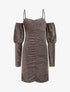 Robe pailletée à épaules nues - Or - 1
