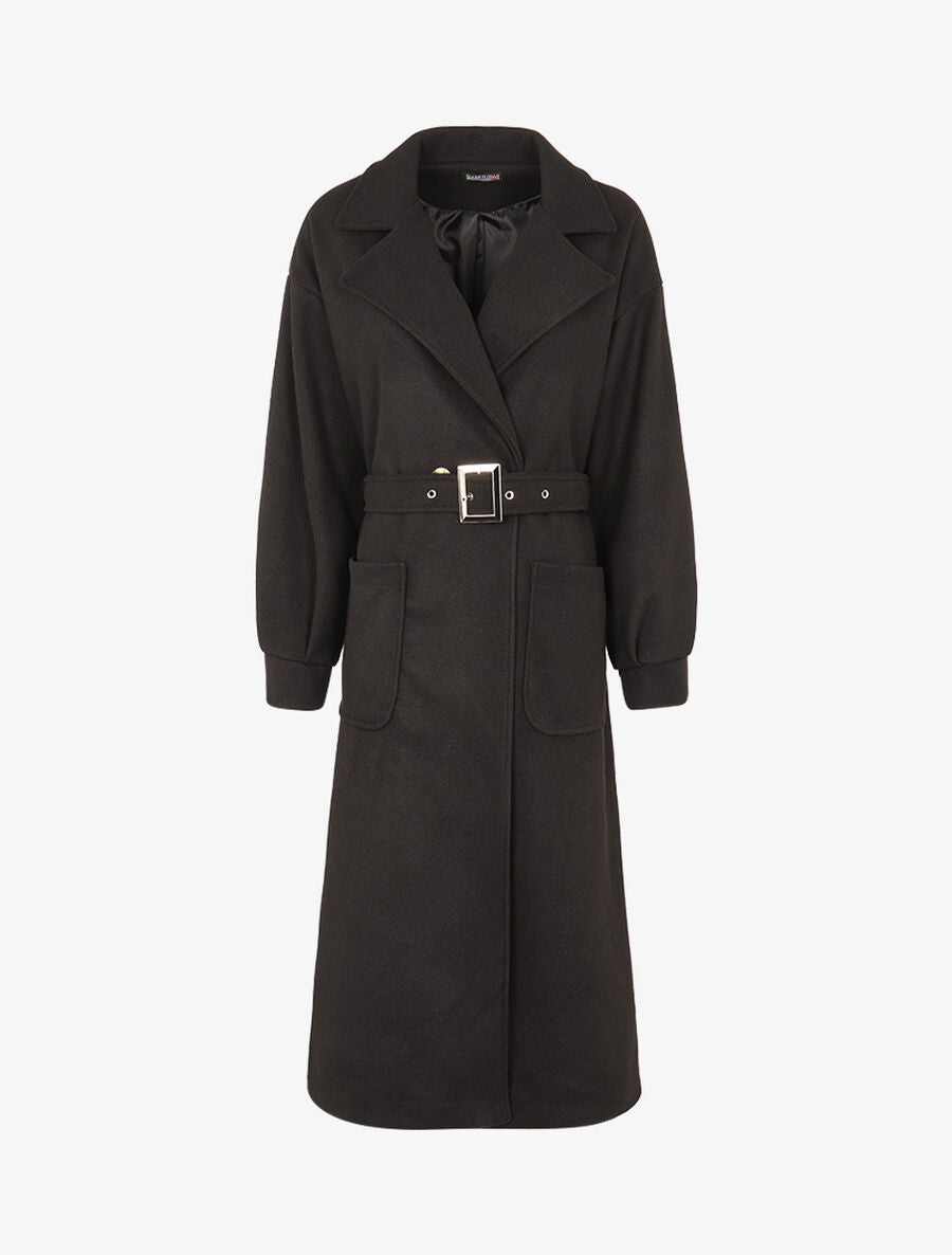 Manteau long à manches bishop - Noir - 1