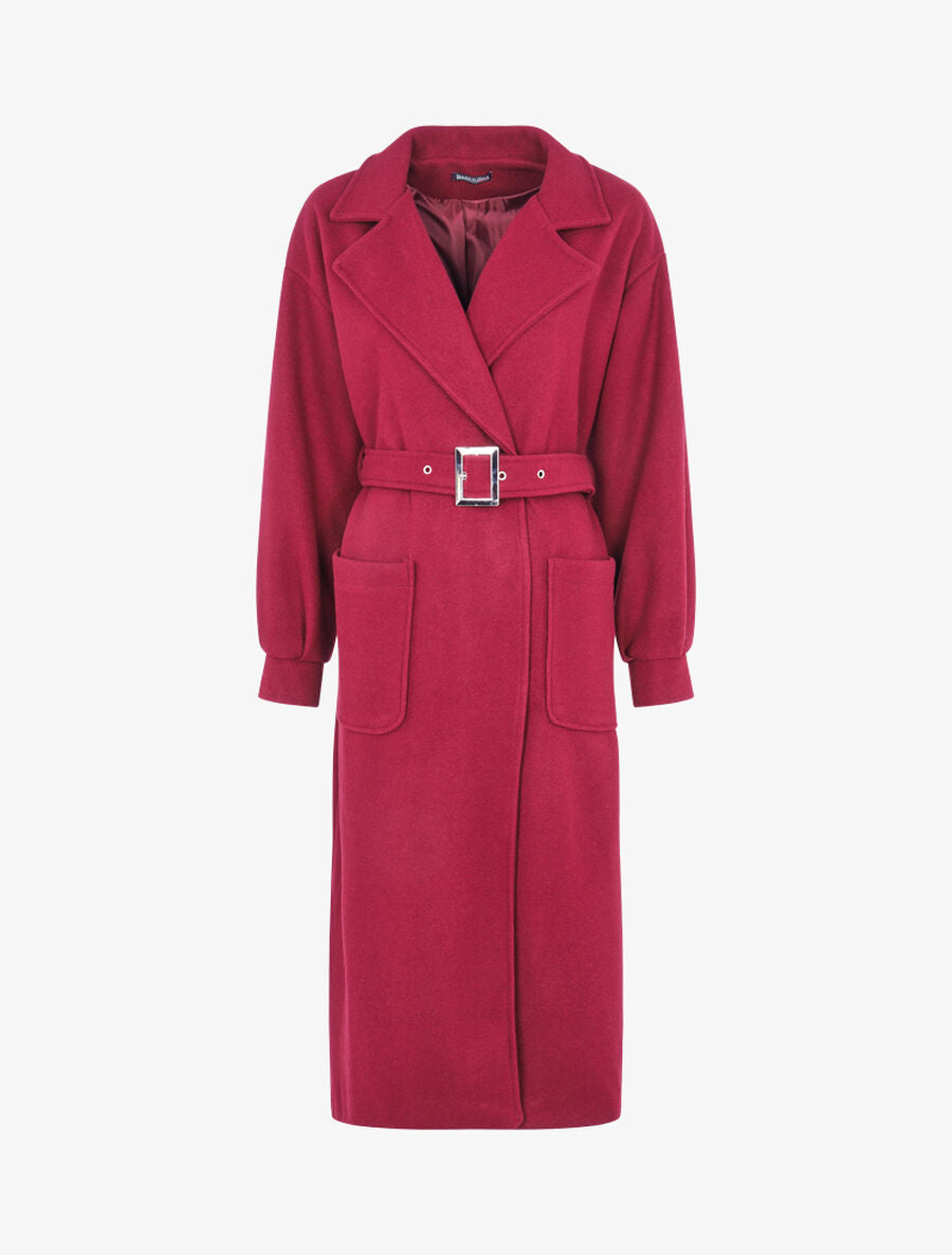 Manteau long à manches bishop - Lie de vin - 1