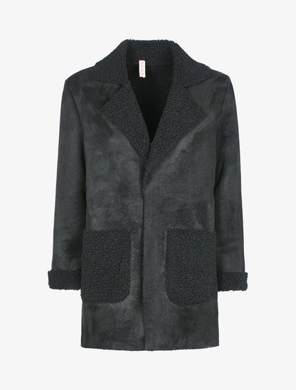 Veste légère style cuir retourné - Noir - 1