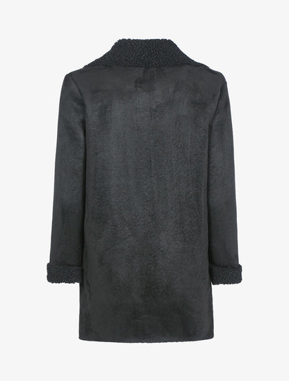 Veste légère style cuir retourné - Noir - 2