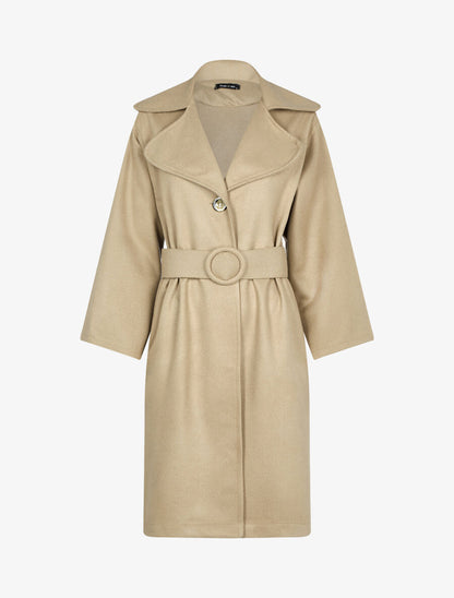 Manteau oversize en feutrine - Taupe - 1