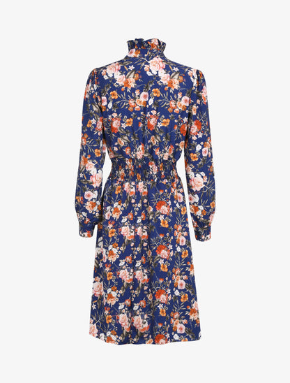 Robe à col montant et lavallière - Bleu - 2