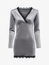 Tunique en velours à bords dentelle - Gris - 1