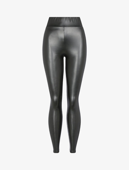 Legging ultra fin effet simili - Noir - 1