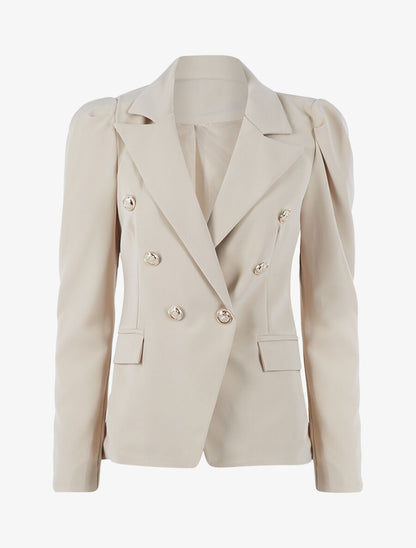 Blazer ample à épaules ballon - Beige - 1