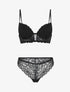 Ensemble soutien-gorge push up et tanga en dentelle - Noir - 1