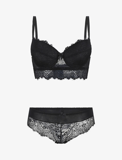 Ensemble lingerie en dentelle - Noir - 1