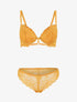 Ensemble soutien-gorge push up et shorty en dentelle - Moutarde - 4