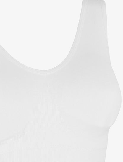 Brassière unie avec coussinets amovibles - Blanc - 3