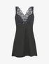 Robe nuisette à col en dentelle - Noir - 4