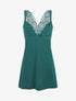 Robe nuisette à col en dentelle - Vert sapin - 1