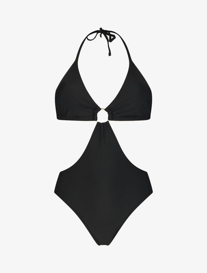 Trikini uni à anneau - Noir - 1