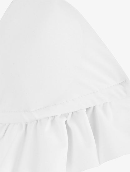 Bikini triangle uni à détail bijoux - Blanc - 4