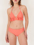 Bikini triangle uni à détail bijoux - Corail - 1